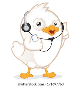 White Bird Listening to Music