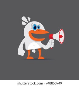 White bird with megaphone vector illustration