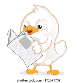 White Bird Reading a Newspaper