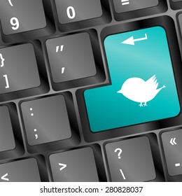 white bird silhouette on computer pc keyboard vector