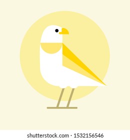white bird vector icon in flat style.