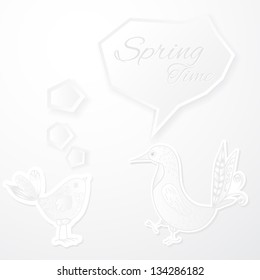 White birds with bubble on white background. vector illustration