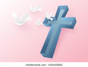 White birds and crosses About vector religious works