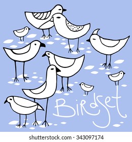 White Birds set vector image.