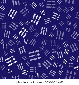 White Birthday cake candles icon isolated seamless pattern on blue background.  Vector Illustration