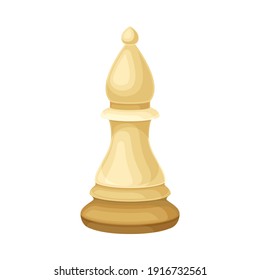White Bishop as Chess Piece or Chessman Vector Illustration