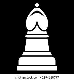 White bishop chess piece on black background.