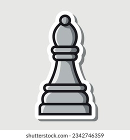 white bishop, editable cartoon style sticker vector