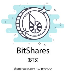 White bitshares cryptocurrency coin isolated on white background