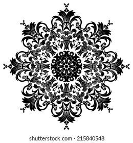 White and black abstract floral element