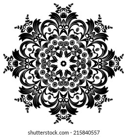 White and black abstract floral element