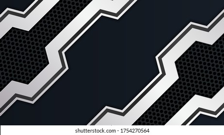 White and black abstract overlap background on dark geometric perforated texture.Modern technology background.