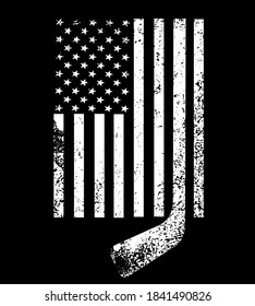 White black american flag with hockey stick-t shirt design