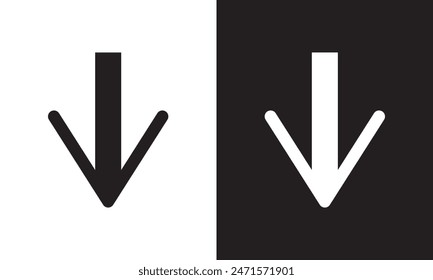 white and black  arrow down ward direction.