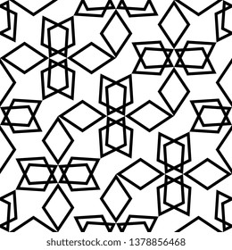white black Art Deco Arabesque. Decorative seamless pattern, ornament for coloring books or pages
