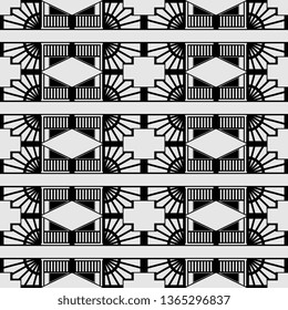 white black Art Deco Design seamless decorative pattern. Abstract geometric background. Vector art