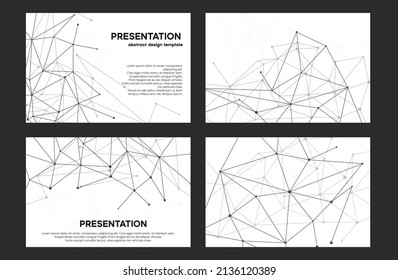 White And Black Background Design. Vector Slide Layout. Presentation Cover With Plexus Lines.