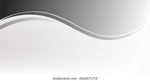 fundo branco e preto, onda curva dupla, vetor água simples sobe faixa ondulada longa