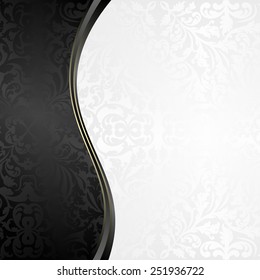 white and black background with vintage pattern