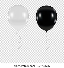 white and black  balloons on a transparent background