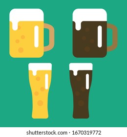 White and black beer in mugs
