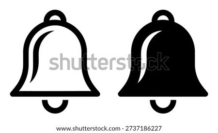 White and black bell side by side bell notification alert symbol