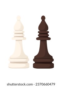 White and black bishop chess figure for table board game vector illustration isolated on white background