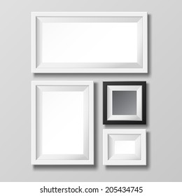 White and black blank picture frame for image or text.