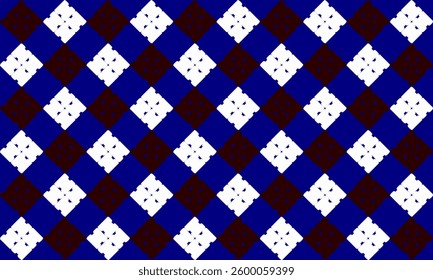 white black blue diamond repeat checkerboard racing pattern, replete image design for fabric printing