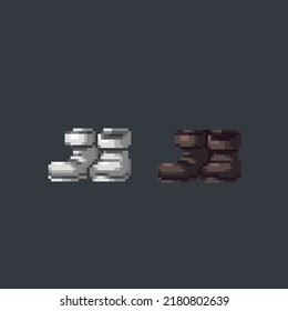 white and black boots in pixel art style