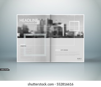 White, black brochure cover design. Fancy info banner frame. Ad flyer text font. Title sheet model. Modern vector front page art. Creative urban city blurb texture. Square figure icon. Abstract blocks