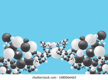 White and Black Bubble Abstract on Blue Pastel Background and Wallpaper, Vector EPS