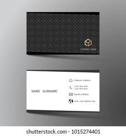 White and black business card template design. With inspiration from the abstract. Two sided on the gray background. Vector illustration. 