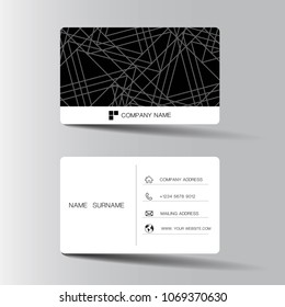 White and black business card template design. Two sided on the gray background. Vector illustration. 