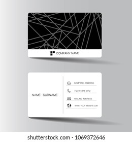 White and black business card template design. Two sided on the gray background. Vector illustration. 