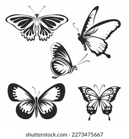 White and Black butterflys bundle vector design.