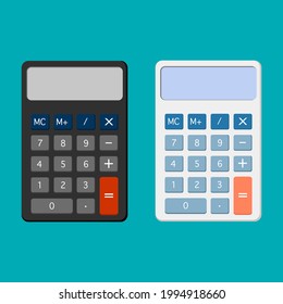 white and black calculator isolated on background. vector illustration