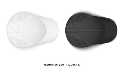 white and black caps on a white background top view vector