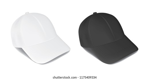 white and black caps on white background vector - Shutterstock ID 1175409334