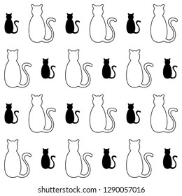 white & black cat silhouette pattern