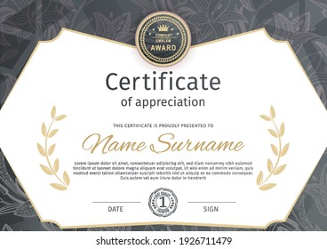 White black certificate and modern pattern design elements. Business modern design. Vector illustration