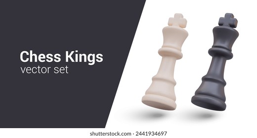 White and black chess king in tilted position. Motion effect. Main game figure