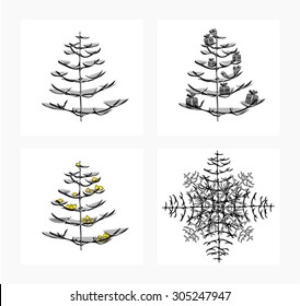 White and black Christmas trees