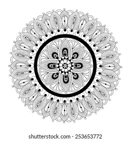 white and black circle flower zen tangle vector illustrators ethnic ornament