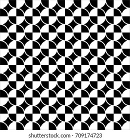White Black Circle Seamless on Black Background. Vector Illustration.
