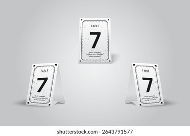 White and Black Classic Table Number Tent Card Mockup - Number 7