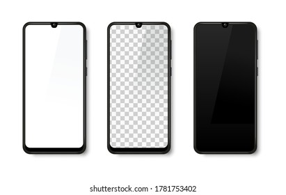 White, black and clear smartphone isolated on a white background. Phone icon