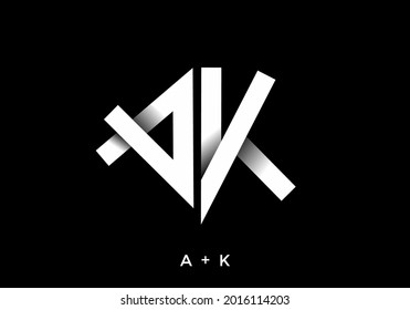 White black color of AK initial letter design