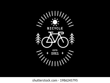 White black color of bicycle line art illustration design
