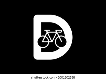 White black color of D initial letter with bicycle